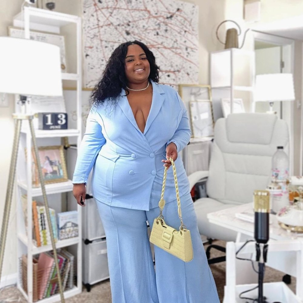 FN. Soft Blue Blazer + Wide Leg Pant Suit - Picture 1 of 4